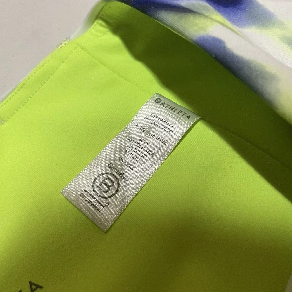 Athleta Pants Womens Small Elation 7/8 Tight Tie Dye‎ Neon Green Leggings 23